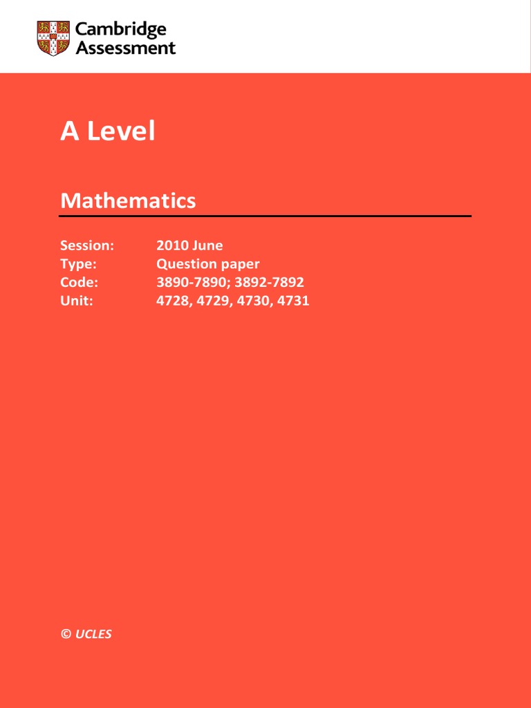 2010j Mathematics Alevel Questionpaper 4728 4731 PDF | PDF