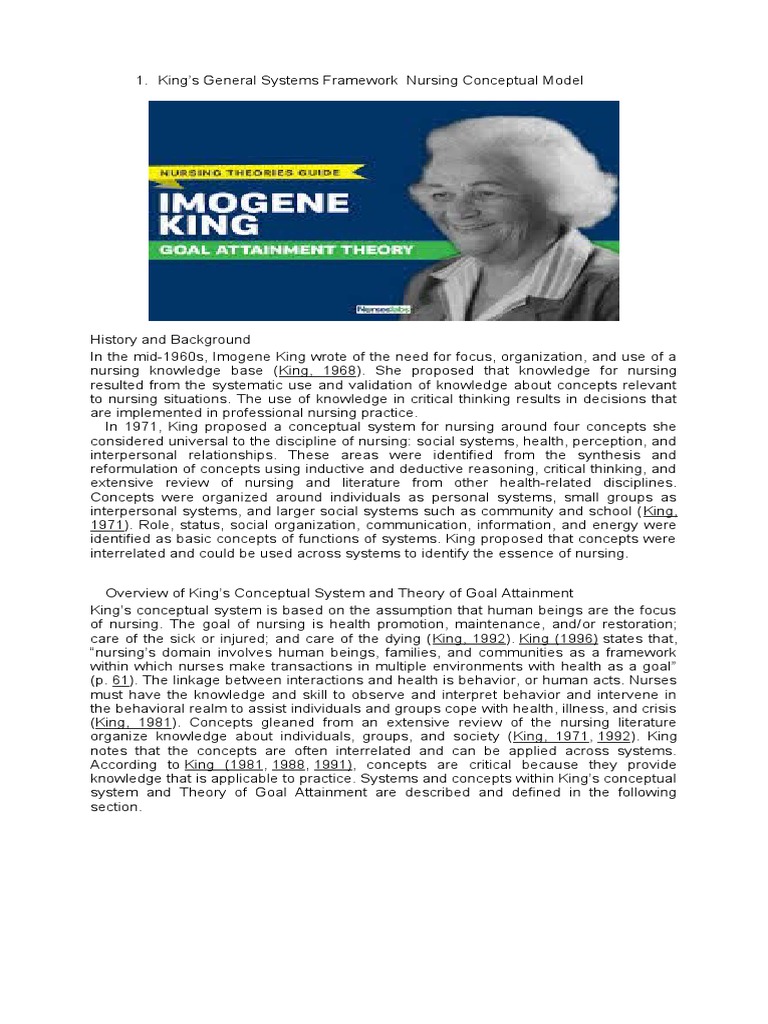 King's Nursing Conceptual Model Overview | PDF | Critical Thinking | System