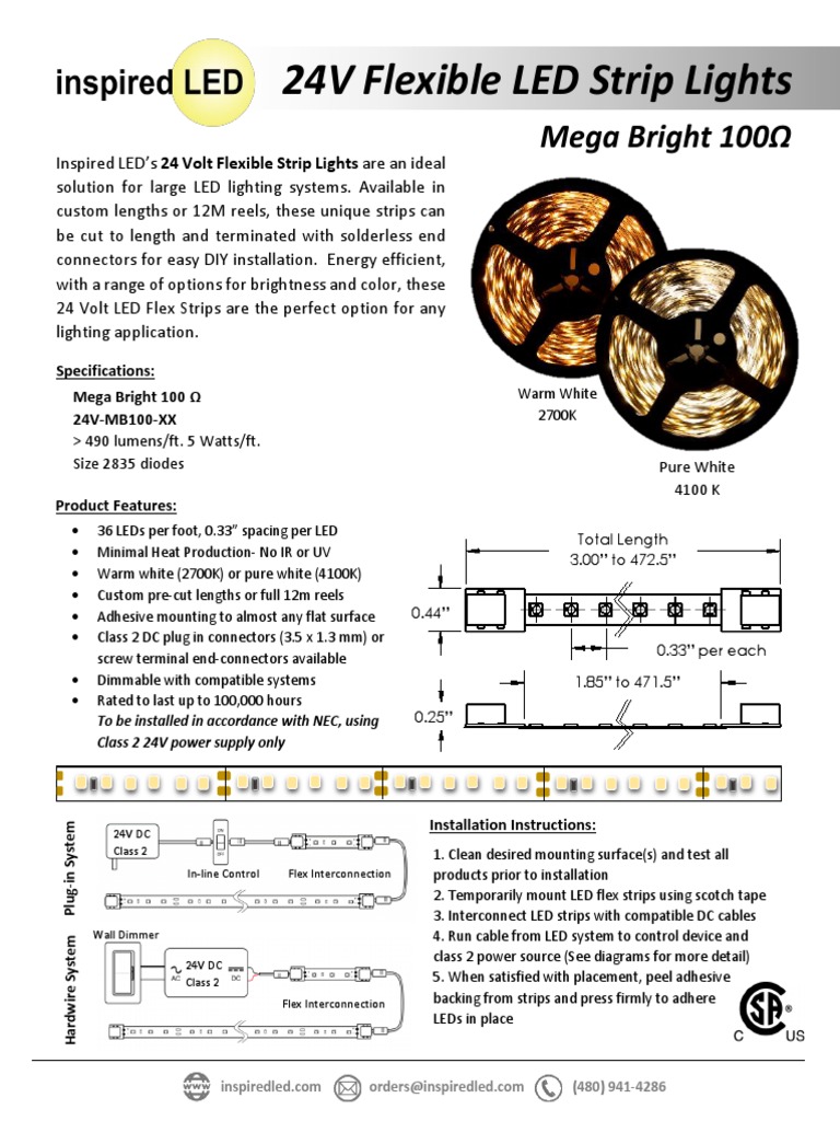 Megabright LED Strip Installation Guide | PDF | Light Emitting Diode ...