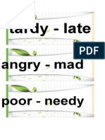Synonyms for common words: tardy, angry, poor