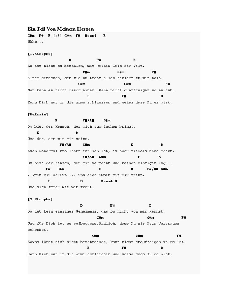 Ein Teil Von Meinem Herzen Akkorde PDF