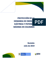 Julio - 2019 - PROYECCIÓN DE LA DEMANDA DE ENERGÍA ELÉCTRICA Y POTENCIA MÁXIMA EN COLOMBIA PDF