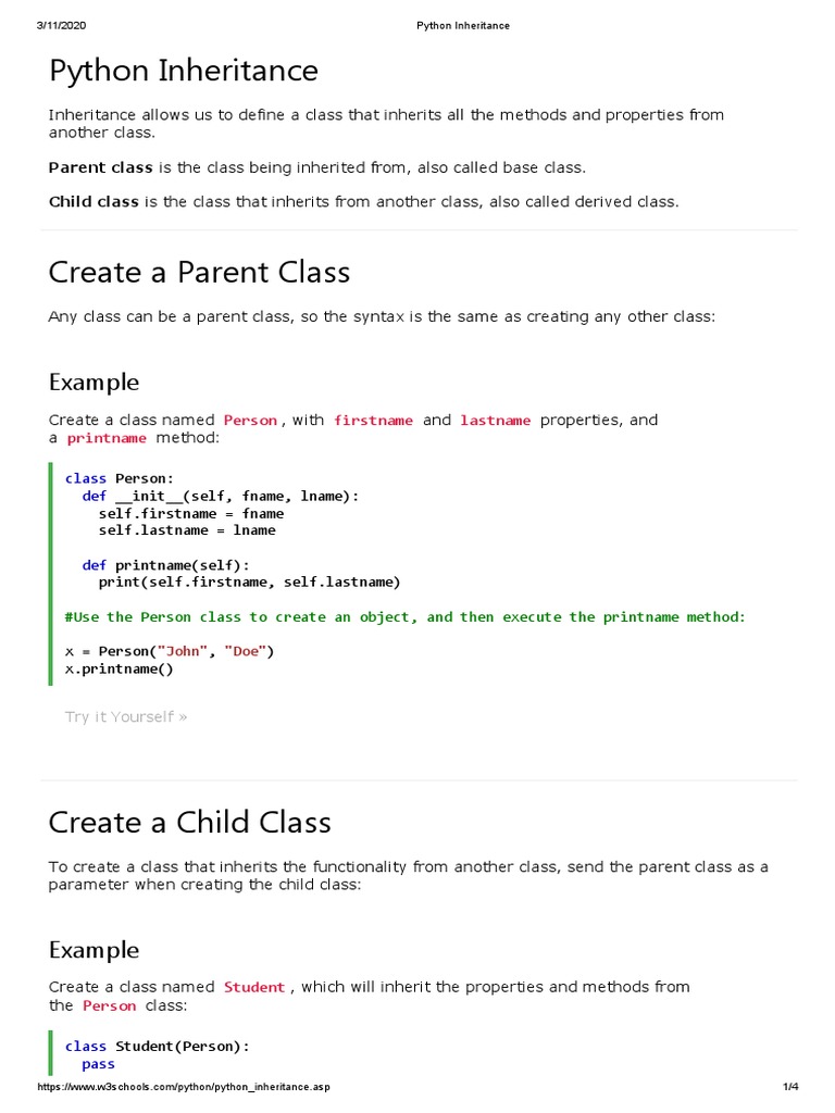 Python Inheritance | PDF | Inheritance (Object Oriented Programming ...