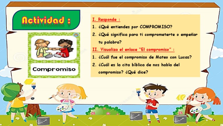 Actividades sobre el Valor del Compromiso Infantil | PDF