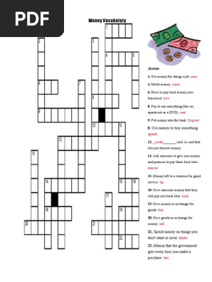 money vocabulary crossword pdf money currency