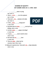 Adverbs of Quantity: Choose The Correct Answer: Some-Any - A - A Few - Many