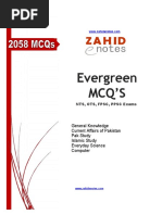 Evergreen PPSC, FPSC, NTS and OTS MCQS Solved