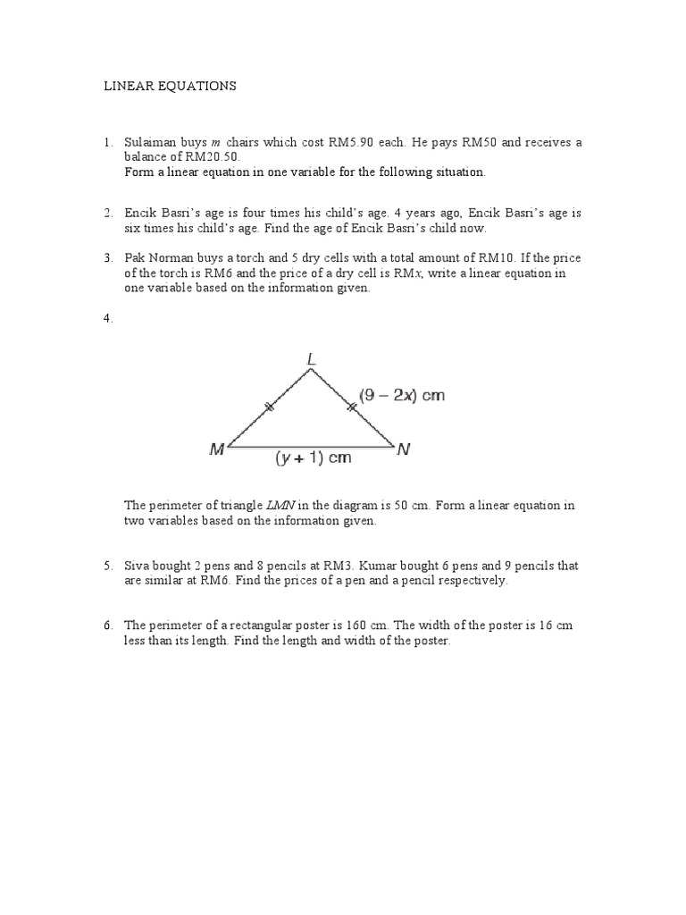 Linear Equations Practice Problems | PDF | Language Arts & Discipline