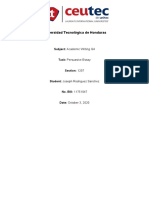 Universidad Tecnológica de Honduras: Subject: Academic Writing Q4