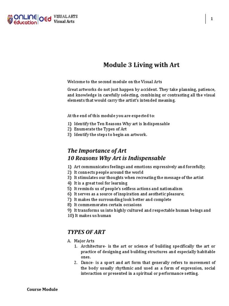 Week 3-4 - Module 3 Living With Art | PDF | Paintings | Art Media