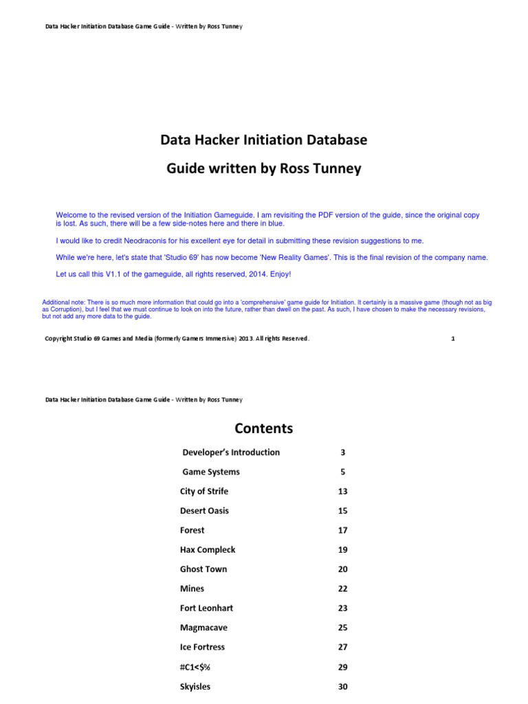 Data Hacker Initiation Database Guide Written by Ross Tunney | PDF ...