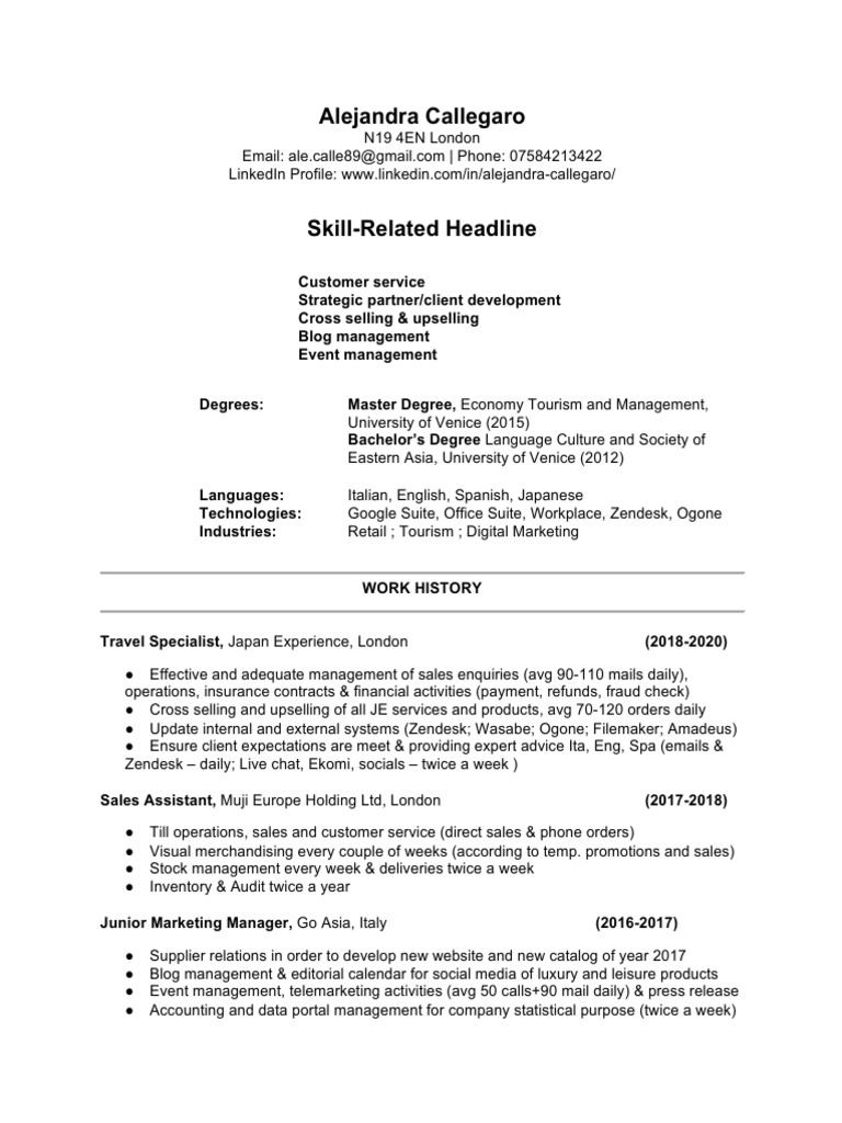 Work It Daily Resume Template PDF Sales Business Economics