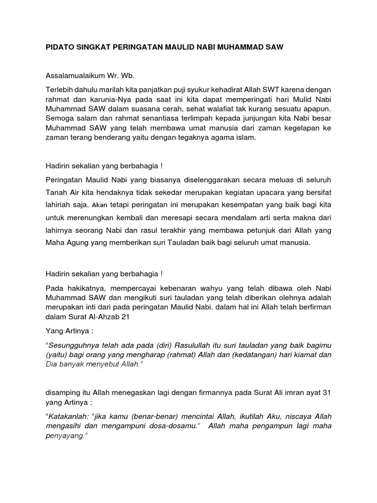 Pidato Singkat Peringatan Maulid Nabi Muhammad Saw  PDF