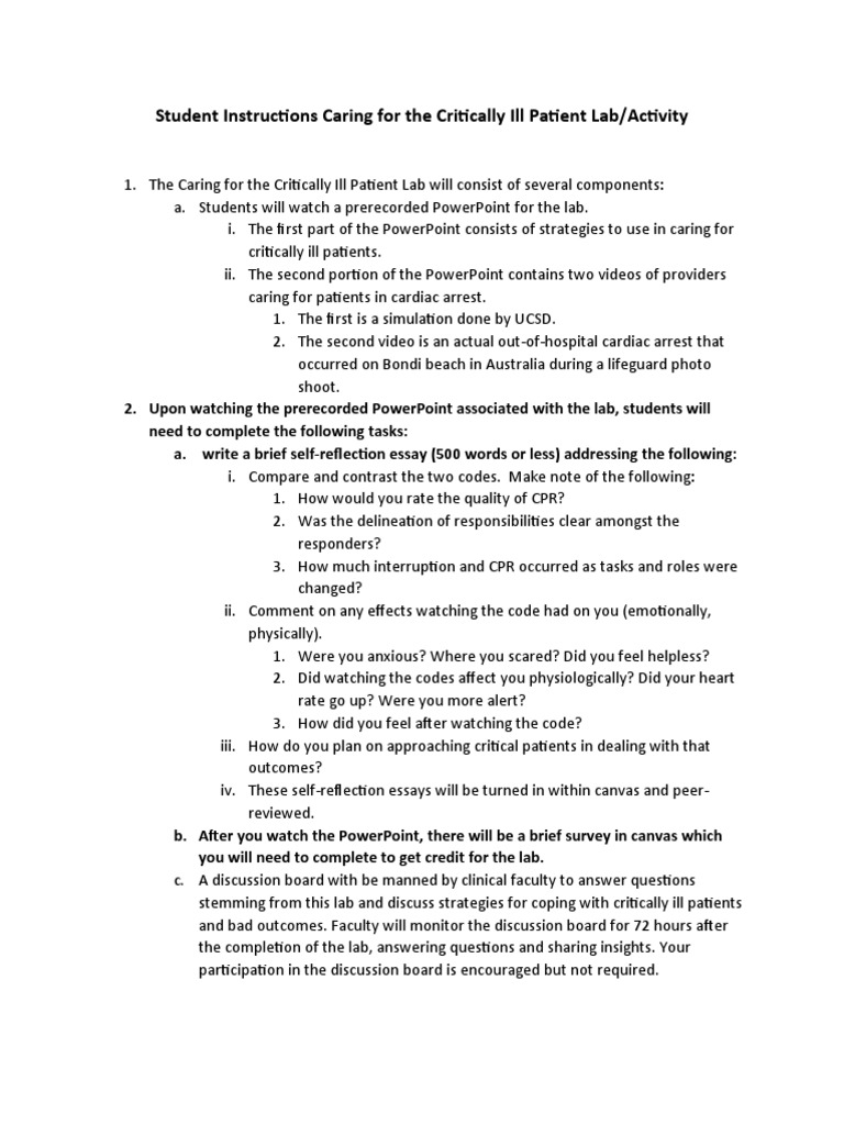 Critically Ill Patient Care Lab Guide | PDF | Cardiopulmonary ...