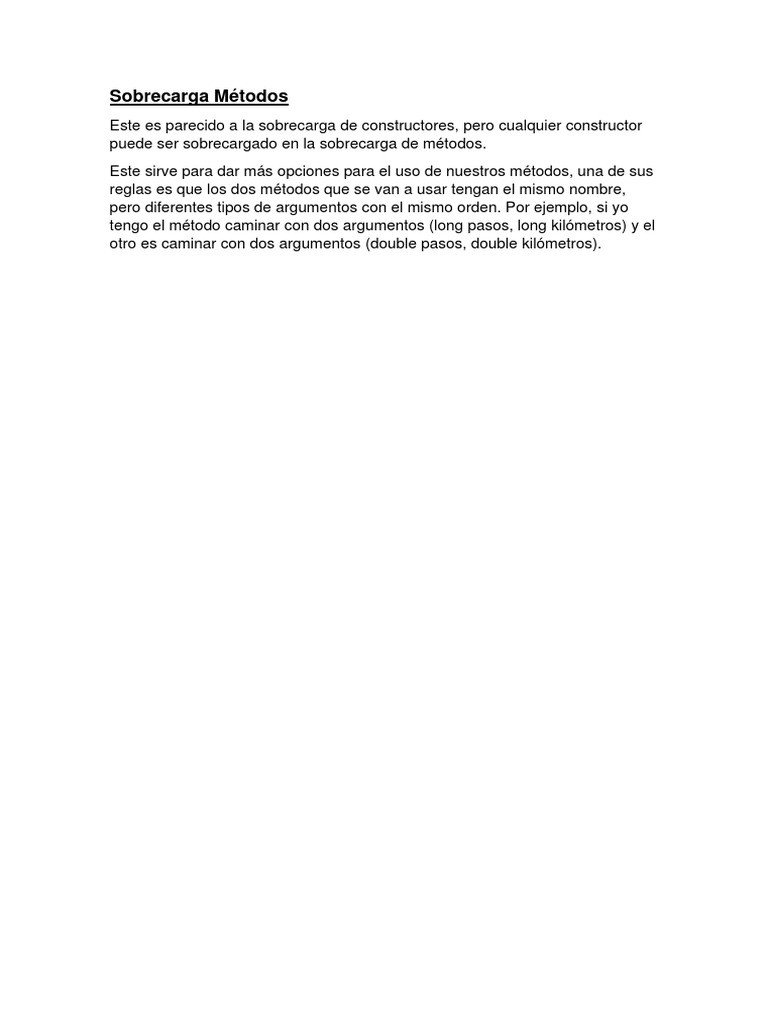 Sobrecarga de Métodos en Java | PDF