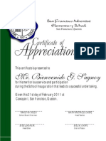 Certificate of Appreciation SFAES