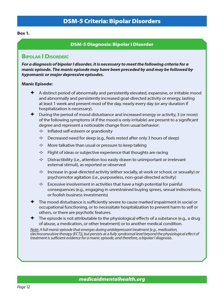 DSM-5 Criteria: Bipolar Disorders | PDF | Bipolar Disorder | Mania