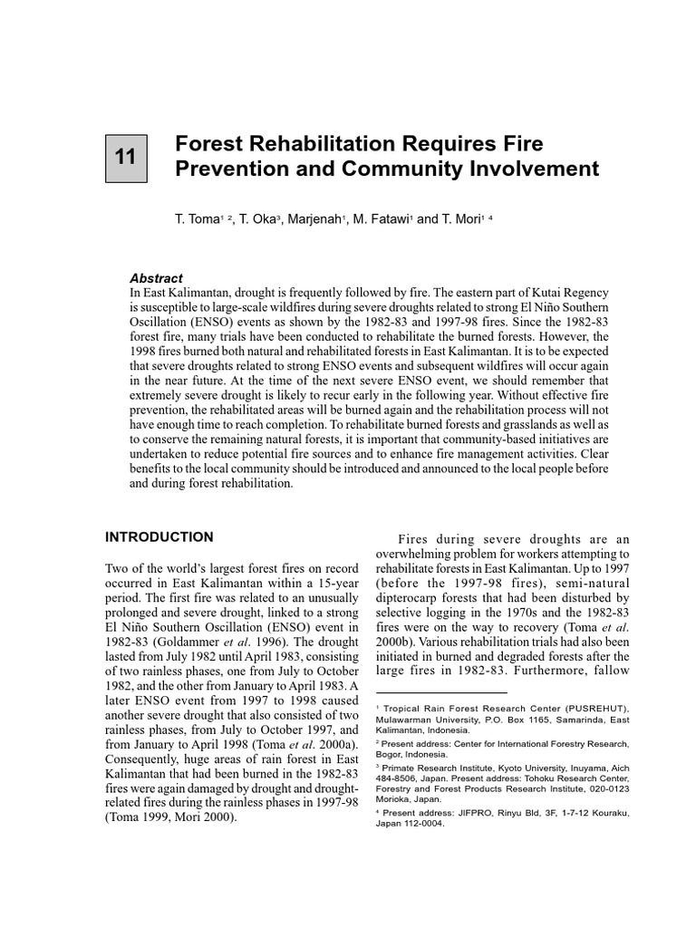 Forest Rehabilitation Requires Fire Prevention and Community ...
