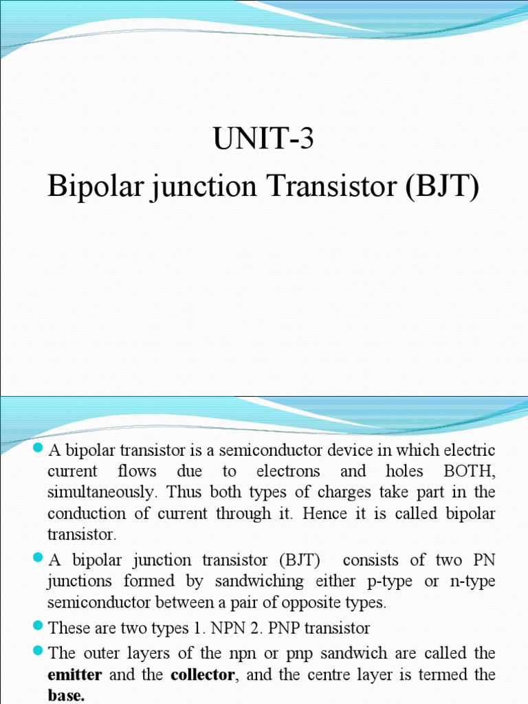 UNIT-3 Bipolar Junction Transistor (BJT) | PDF | Bipolar Junction ...