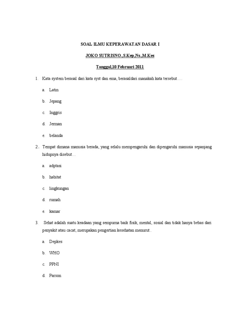 Soal ujian IKD I