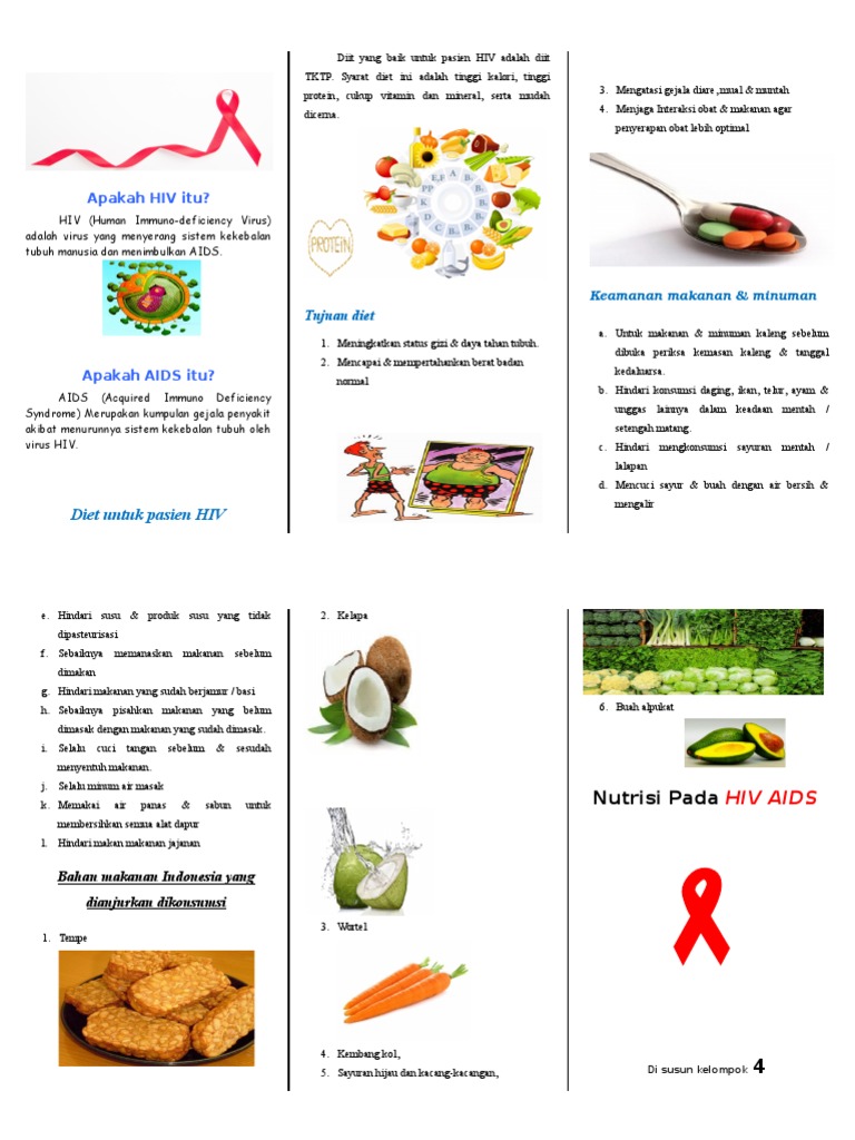 Leaflet Diet HIV AIDS | PDF