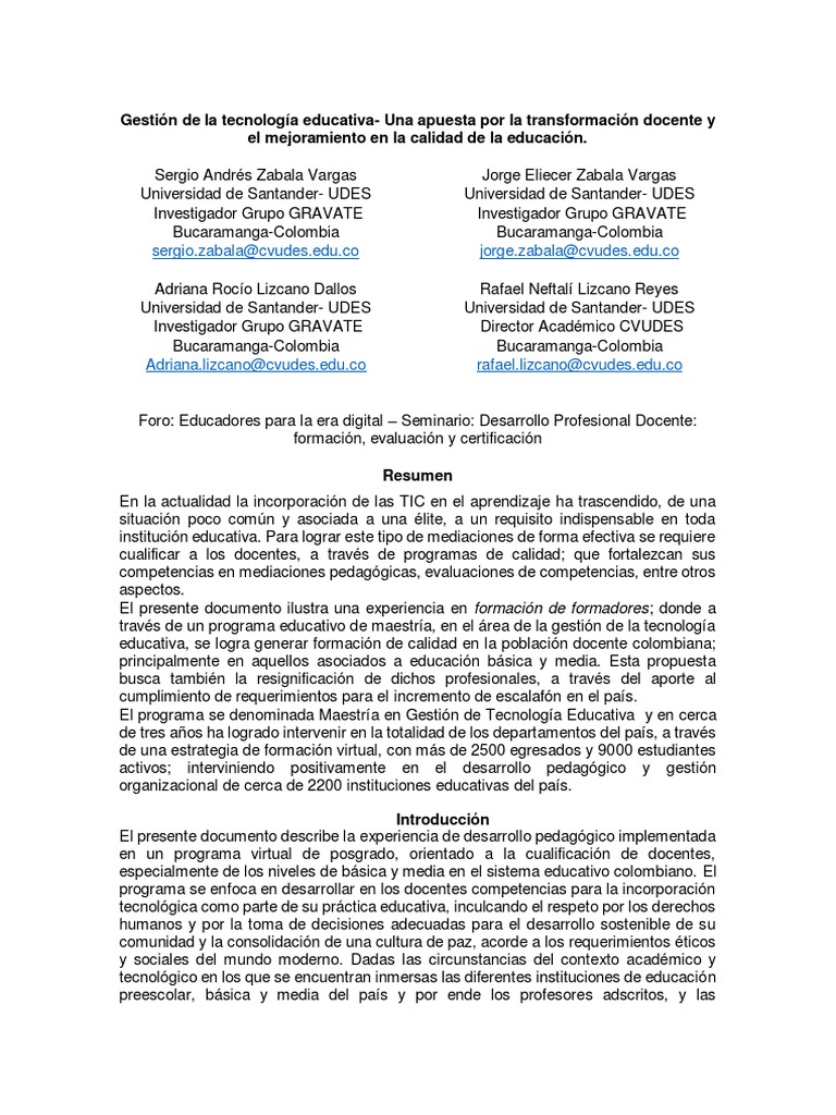 Transformación Docente con TIC en Colombia | PDF | Tecnología de ...