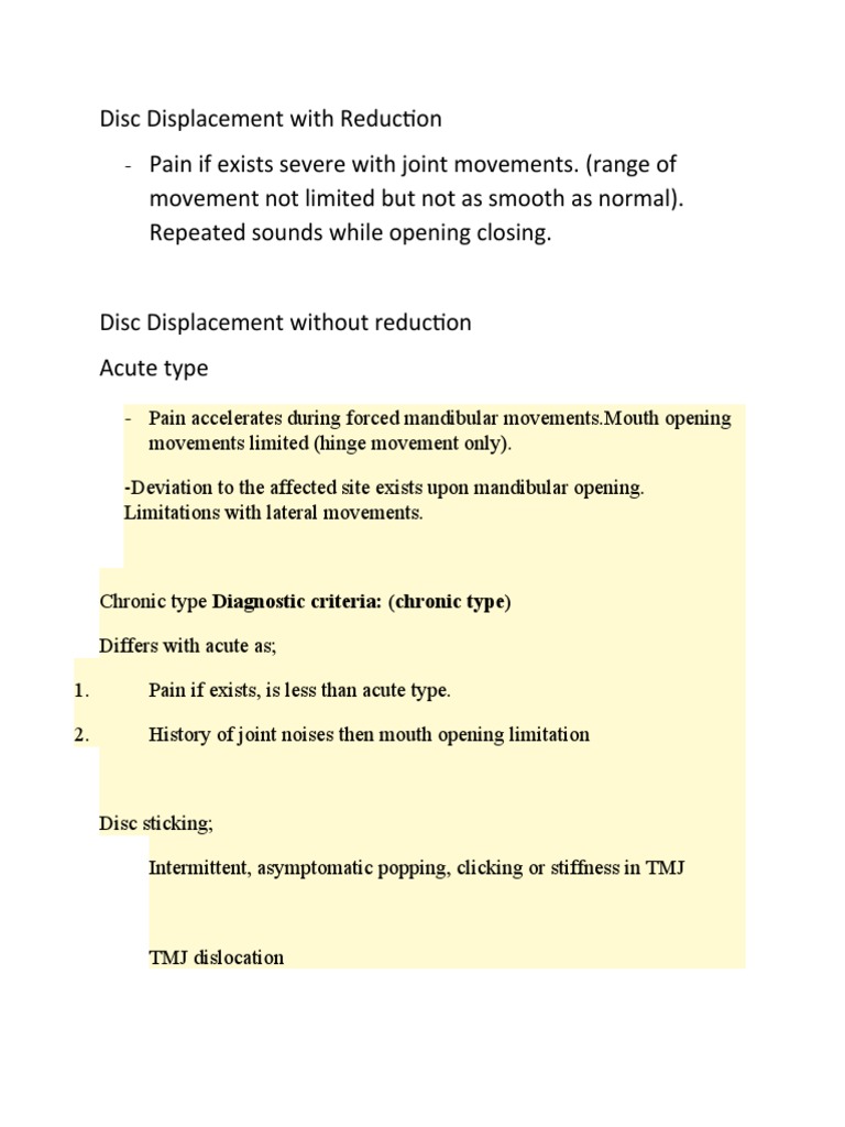 Disc Displacementss | PDF