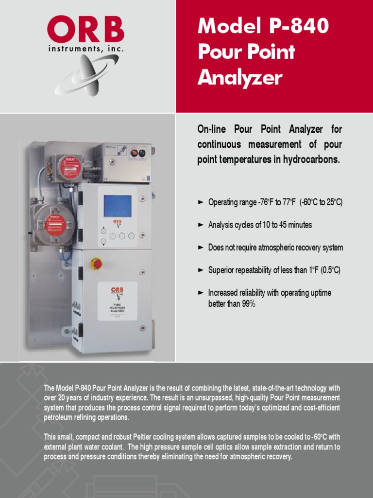 Model P-840 Pour Point Analyzer | PDF | Oil Refinery | Chemistry