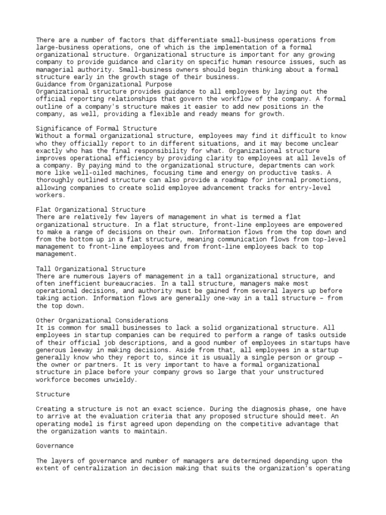 Importance of Organizational Structure | PDF | Organizational Structure ...