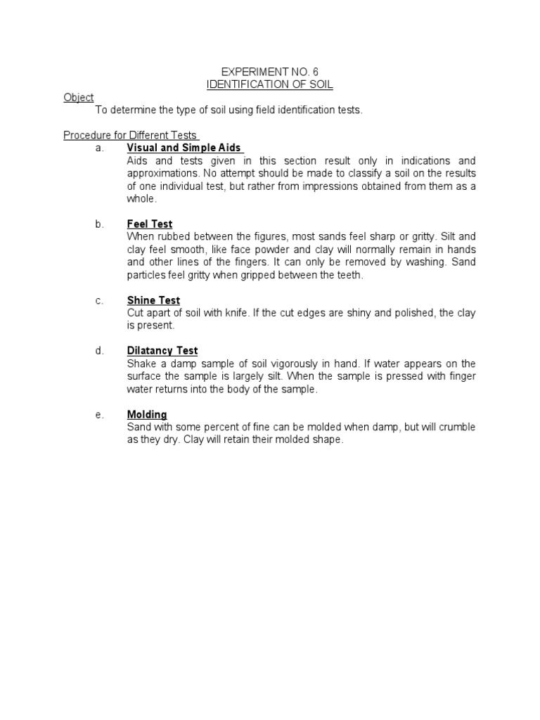 6 Identification Of Soil Pdf