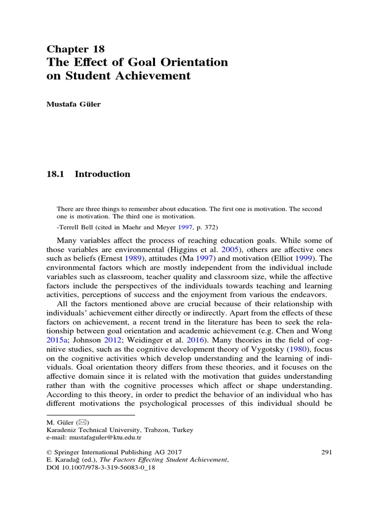 The Effect of Goal Orientation On Student Achievement | PDF | Effect ...