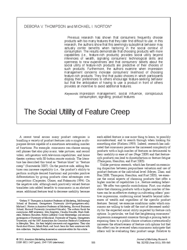 4.1 The Social Utility of Feature Creep PDF Utility Usability