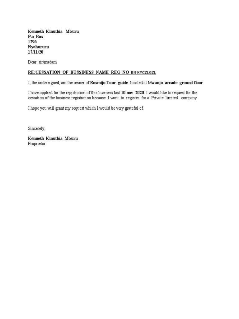 Cessation Letter | PDF
