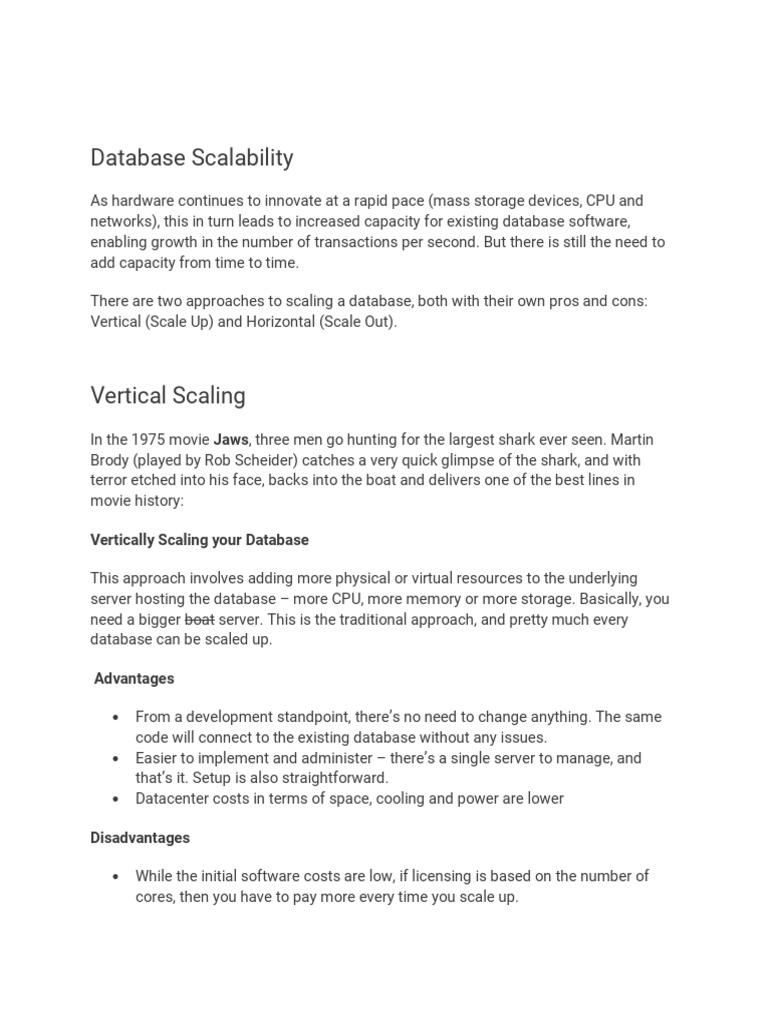 Database Scaling Strategies | PDF | Information Technology ...