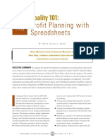 Profit Planning With Spreadsheets: Reality 101