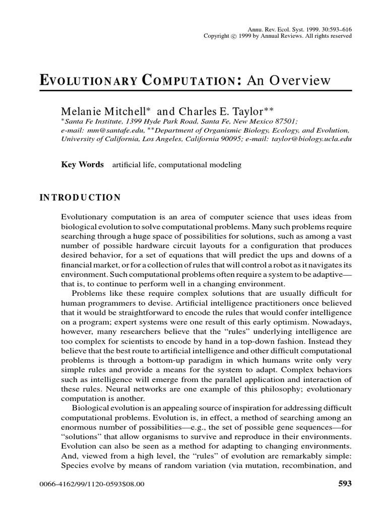 An Overview: Volutionary Omputation | PDF | Genetic Algorithm | Evolution