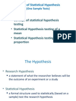 Statistical Hypothesis Testing: One Sample Tests