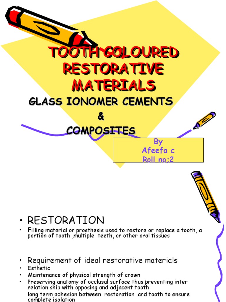 Tooth Coloured Restorative Materials PDF Dental Composite