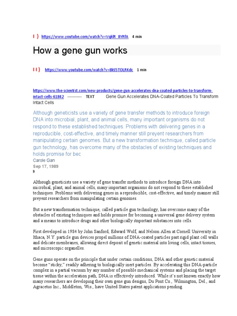 Advances in Gene Gun Technology | PDF | Transformation (Genetics) | Biology