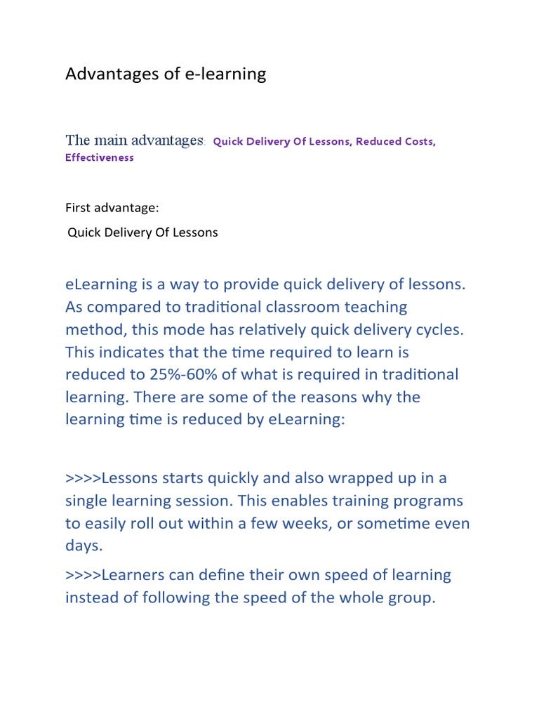 Benefits of E-Learning Explained | PDF | Career & Growth
