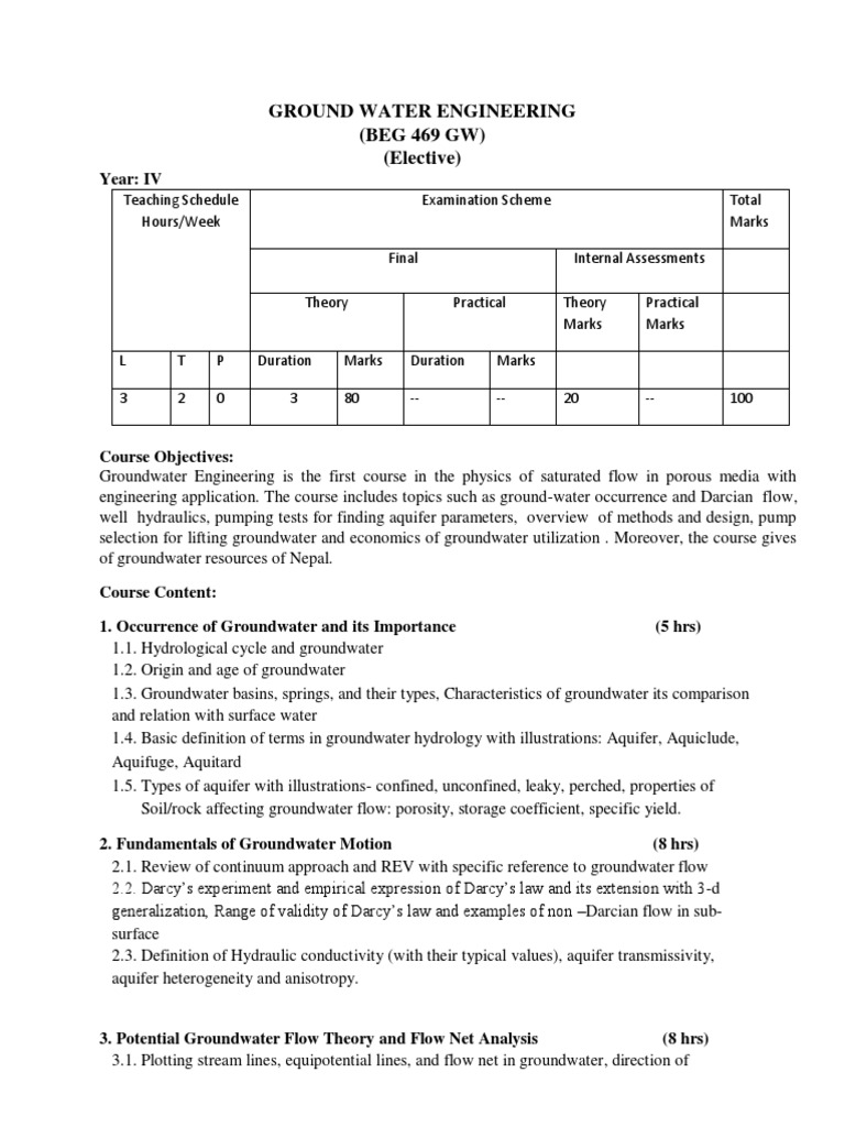 Ground Water Engineering Pdf Aquifer Hydrogeology