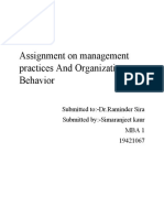 Assignment On Management Practices and Organization Behavior