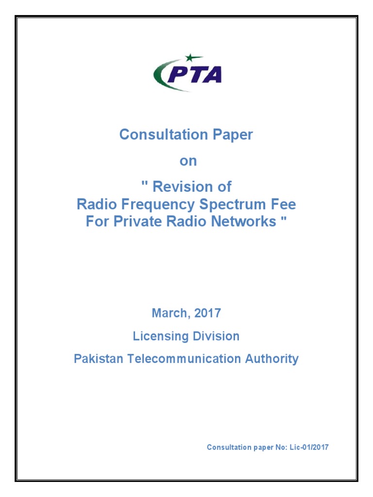 PTA Walkie Talkie Laws PDF Radio Spectrum Very High Frequency