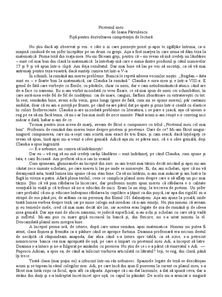 Fișă PT Dezv Comp de Lectura | PDF