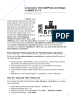 Pipe Thickness Calculation Internal Pressure Design Thickness As Per ASME B313