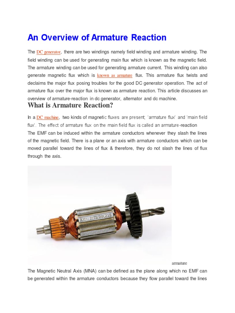 An InDepth Look at Armature Reaction in DC Generators PDF