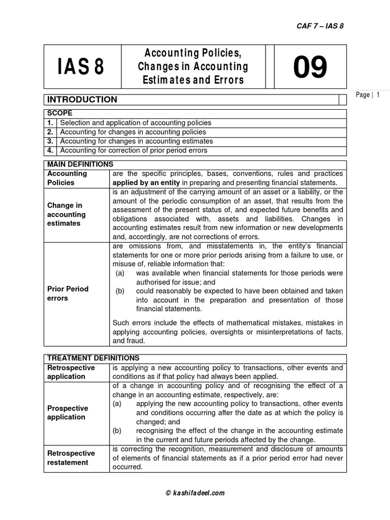 Accounting Policies, Changes in Accounting Estimates and Errors | PDF ...