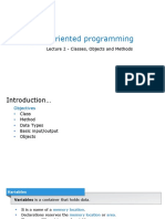 Lecture 2 - Classes Objects and Methods