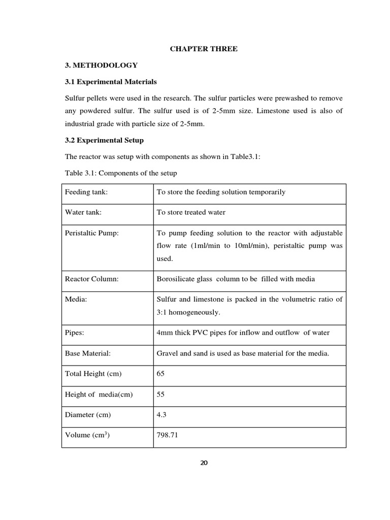 Chapter Three 3. Methodology 3.1 Experimental Materials | PDF