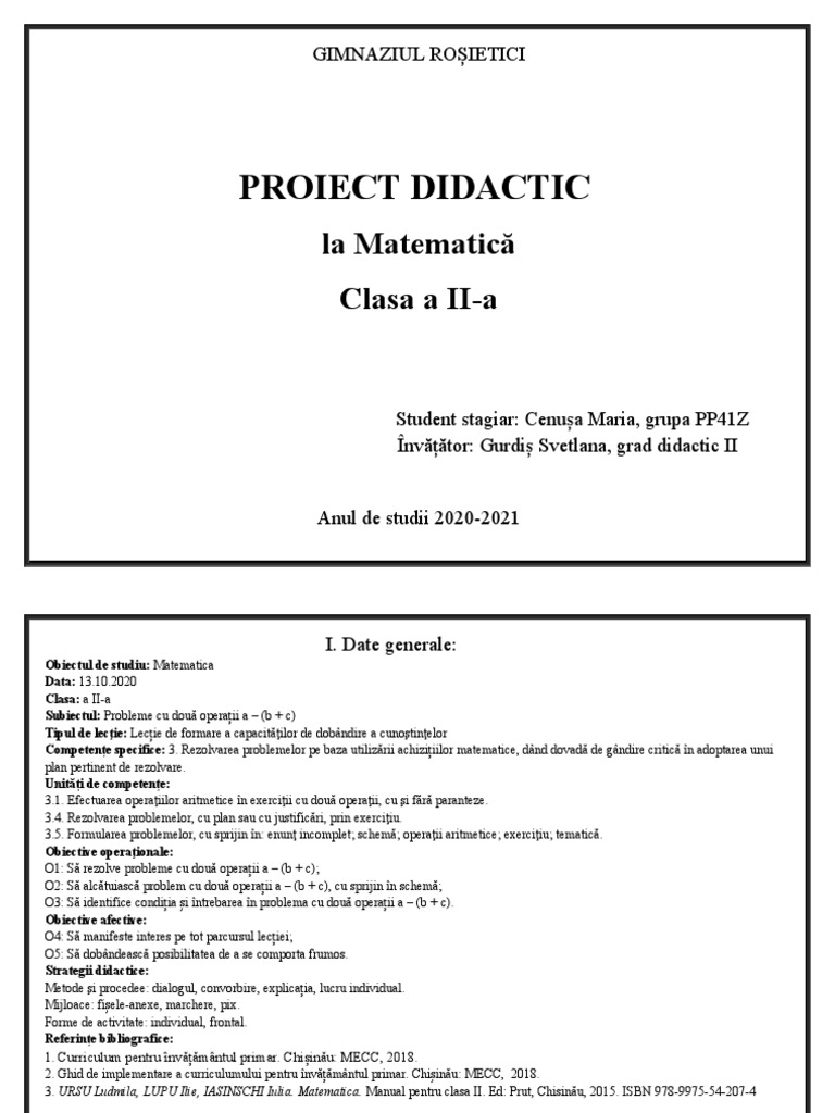 Matematica-Proiect Didactic1 | PDF